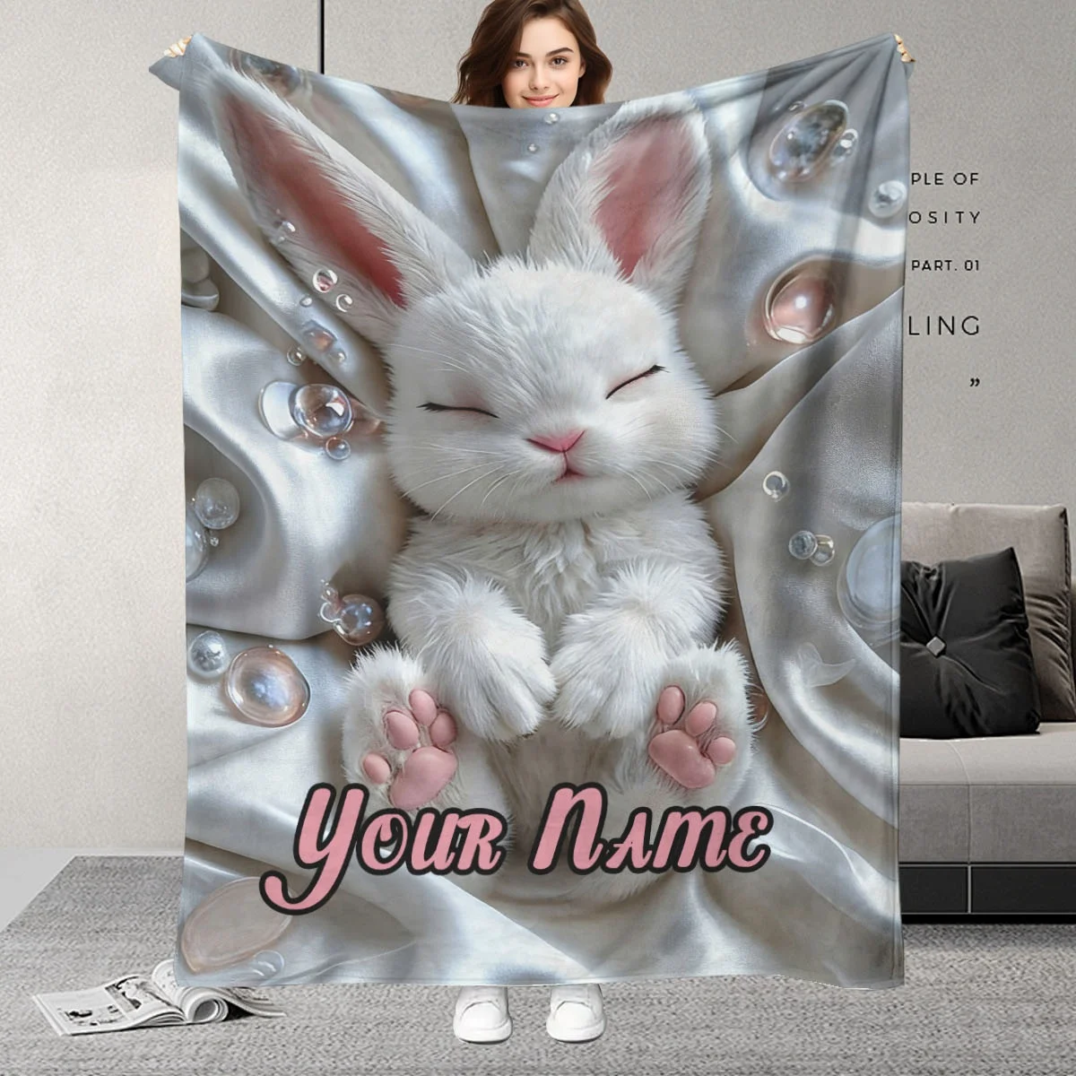 3D digital bedruckte 1-teilige Decke, bedruckte Flanelldecke mit Winter-, Weihnachts- und Ostermotiven, geeignet für Sofas und Betten Image