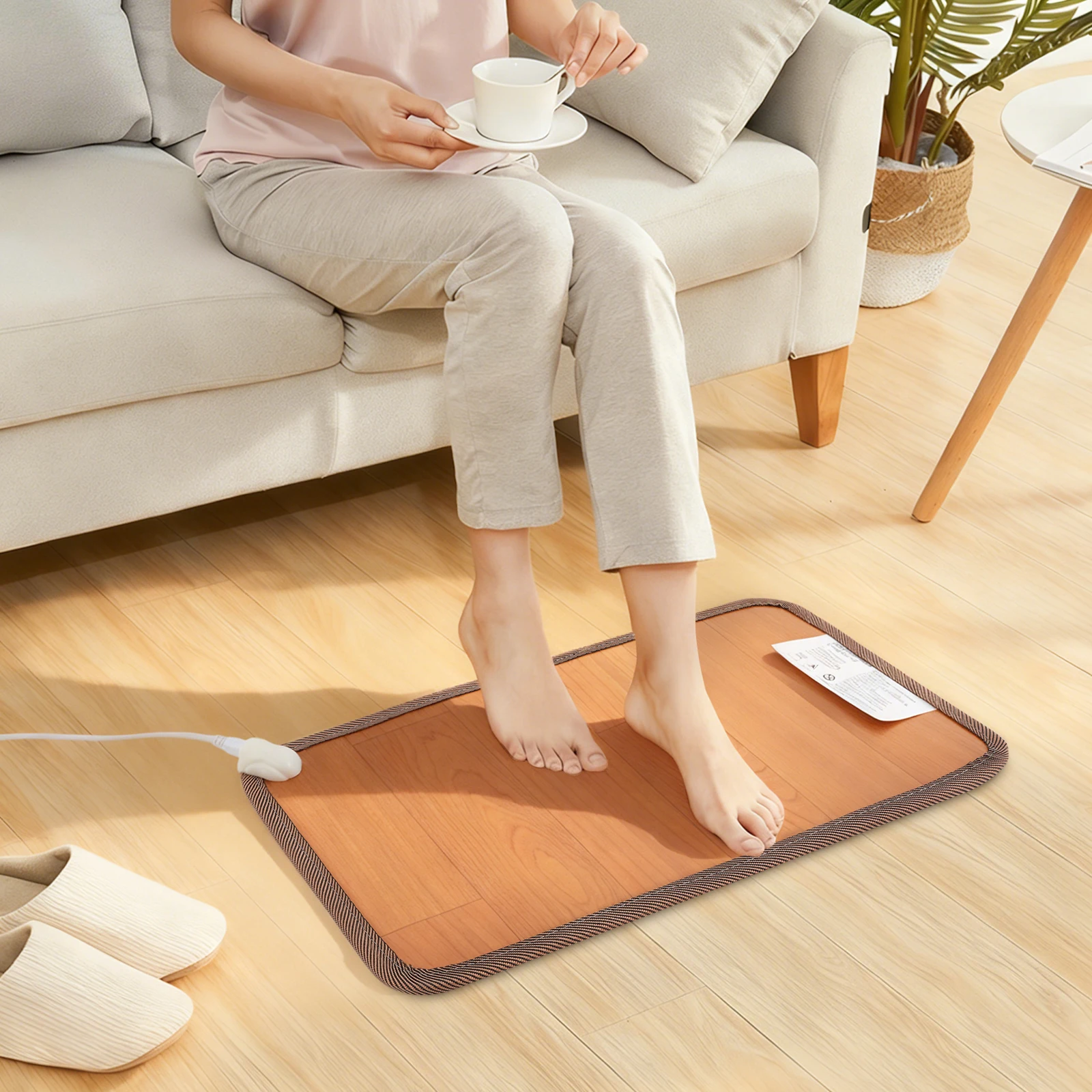 Elektrische Fußwärmematte, 3 Heizstufen & Automatische Abschaltung, Weiche Plüsch-Elektromatte für Fuß- und Beinwärme im Winter für den Innenbereich Image