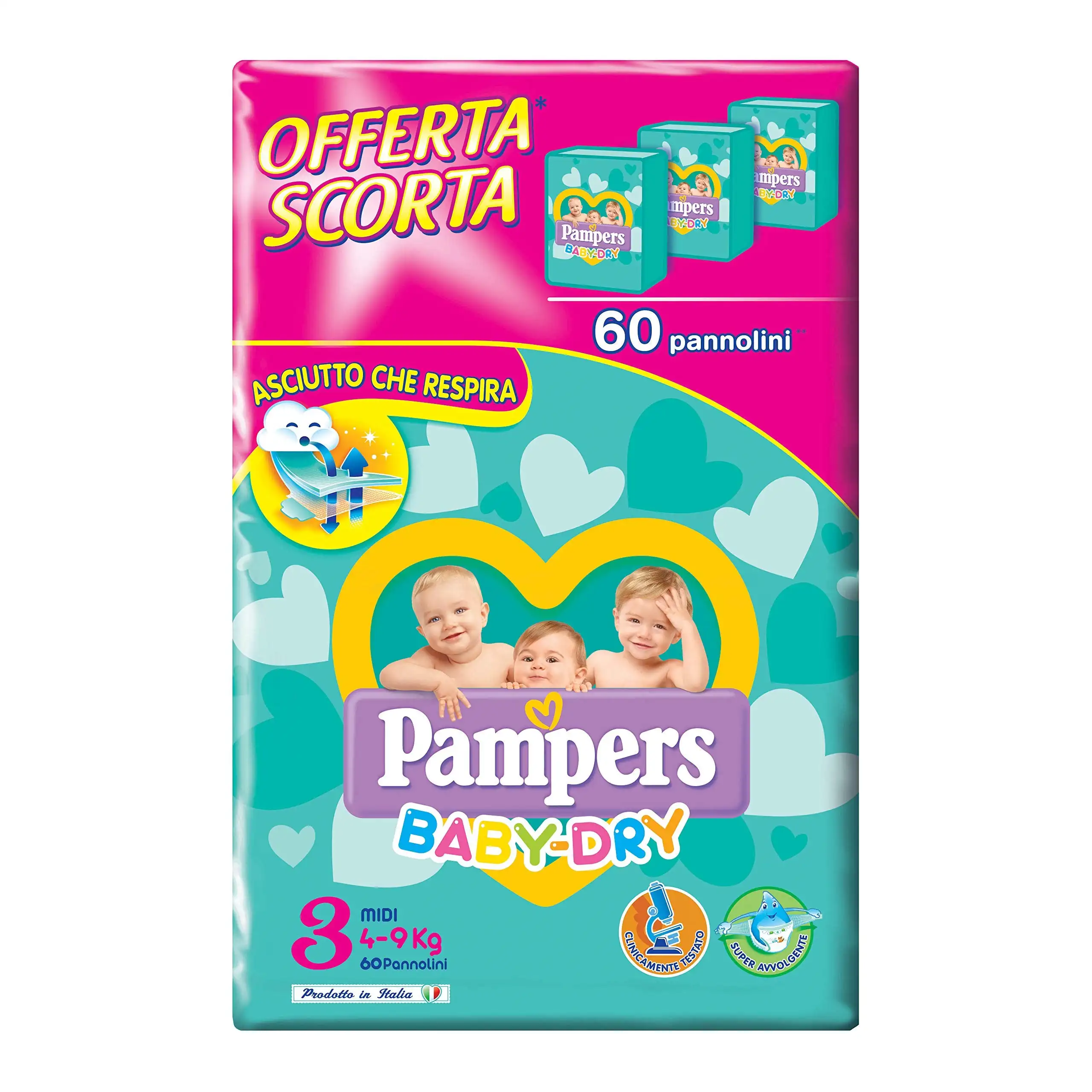 Pampers Baby Dry Midi Größe 3, 4–9 kg 60 Windeln Image