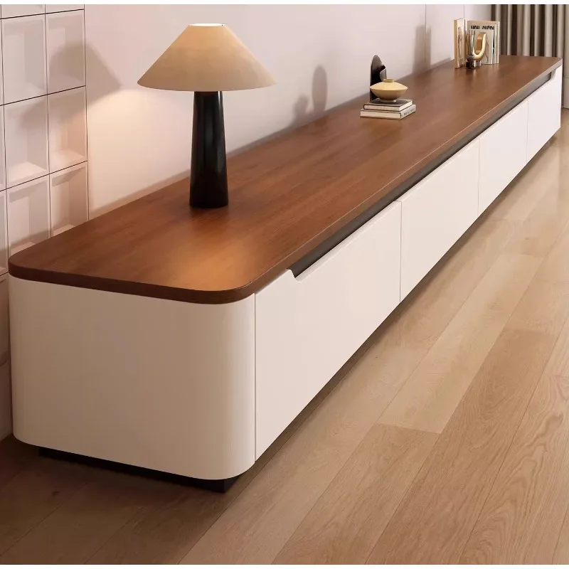 TV-Schrank aus Massivholz für Zuhause, modern, schlicht, für Wohnzimmer, Haushalt, kleine Wohnung, mittelgroßer TV-Schrank im antiken Stil, Couchtisch Image