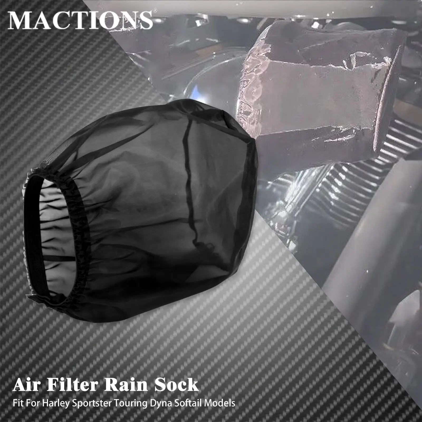 Motorrad Luftfilter Filter Regen Socke Wasserdicht Schwarz Abdeckung Für Harley Touring Road Glide Dyna Sportster XL Softail Fat Boy Image