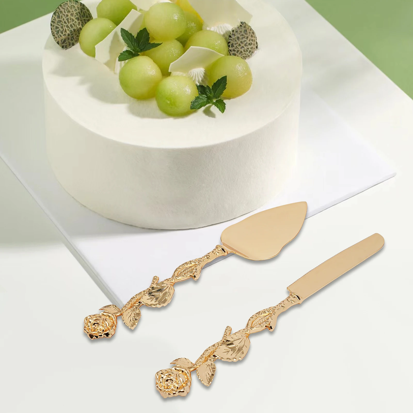 Torten-Schneideset, Tortenmesser, Tortenmesser-Set, Zinklegierung Hochzeits-Dessert-Schneide- und Servierbesteck, Party-Kuchen-Gebäck-Werkzeuge Image