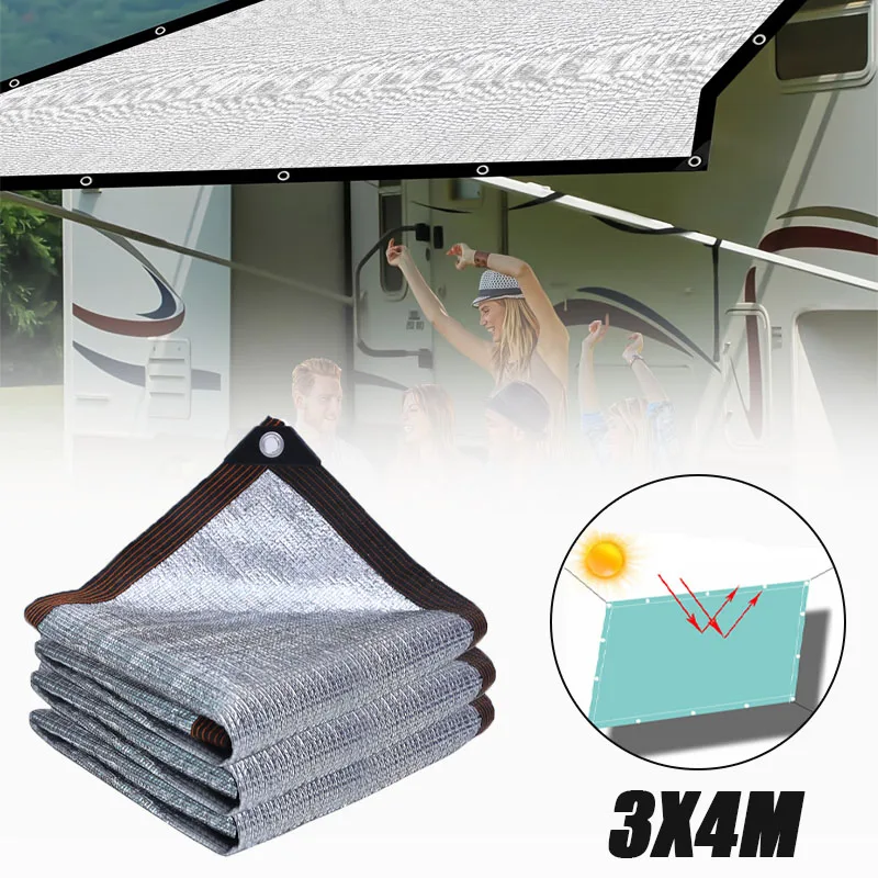 Verstärktes Aluminium-Sonnenschutznetz mit verstärkten Kanten und Ösen, hitzebeständig für Carport, Wintergarten, UV-Schutz im Freien Image