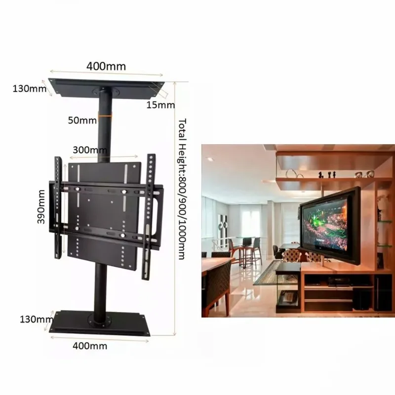 360 ° Drehbarer TV-Schrankständer, Hochbelastbar, Höhenverstellbar 80-100cm für 26-72 Zoll Fernseher, Trennwand, Kaltgewalzter Stahl Image