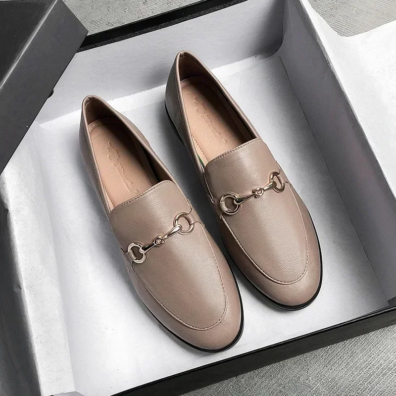 2025, Frühjahr, neue Damenschuhe, flache Damen, modische Vintage-Oxford-Loafer aus britischem Leder, Größe 44, bequeme, lässige, flache Schuhe