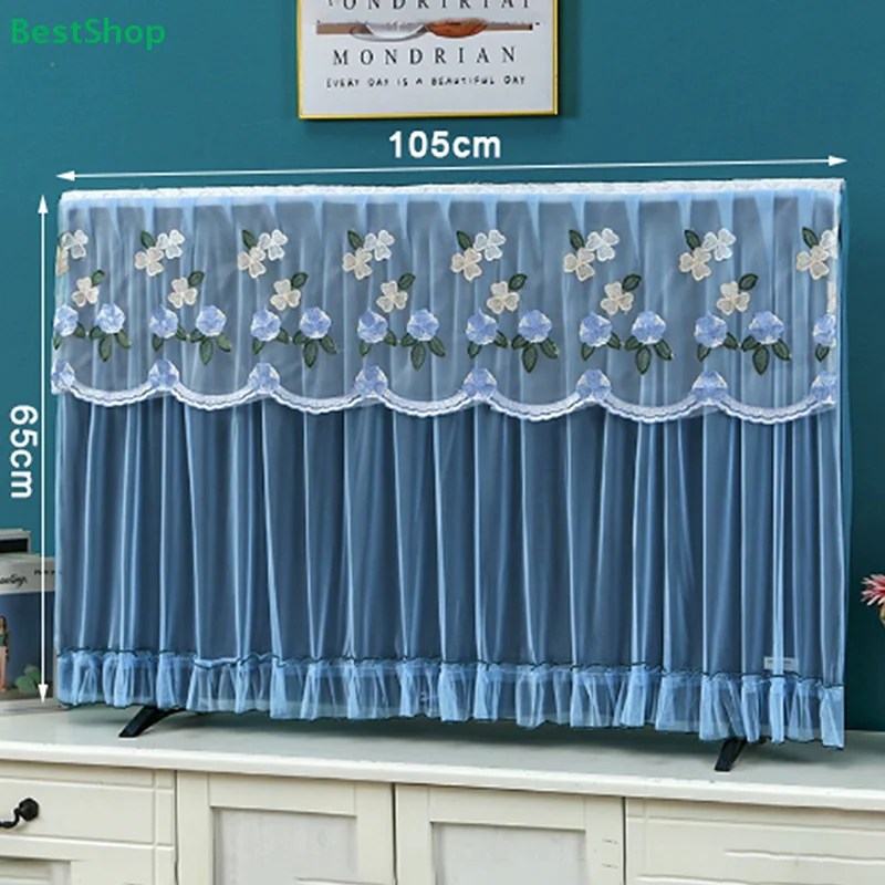 〔R〕Langlebige 32-Zoll- und 42-Zoll-TV-Staubschutzhülle mit bestickter Spitze, dünne LCD-TV-Schutzhülle, an der Wand montierter TV-Bildschirm-Monitortuch Image