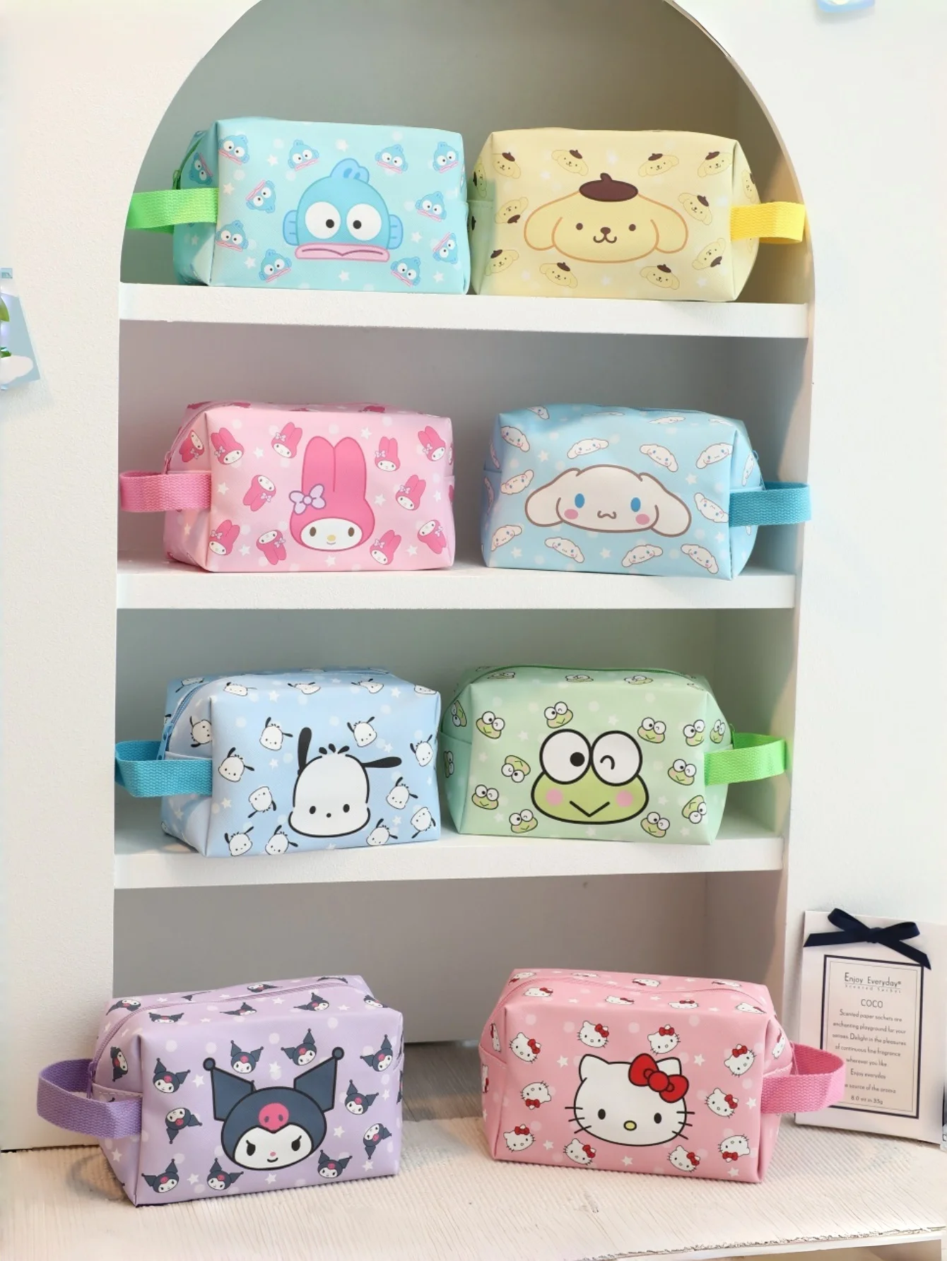 1 Stück Sanrio Hello Cute Kitty My Melody Kuromi Cinnamoroll große Kosmetiktasche mit Griff | Niedliches Cartoon-Design