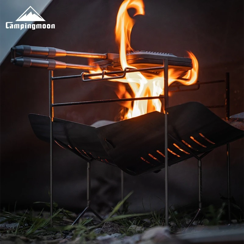 CAMPINGMOON SOLO-A4 Tragbarer Outdoor-Heizofen Faltbarer Brenner Camping Holzofen Edelstahl Grillherd Image