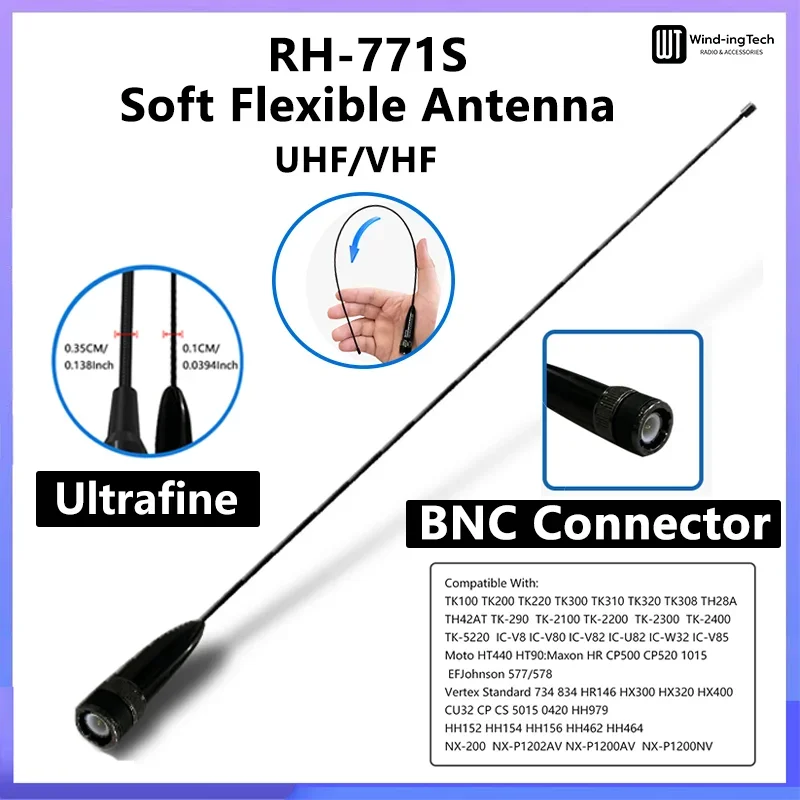 RH771S Antenne Ultrafeiner BNC-Stecker Dualband High Gain Kompatibel mit TK100 TK200 TK220 TK300 Walkie Talkie-Zubehör Image