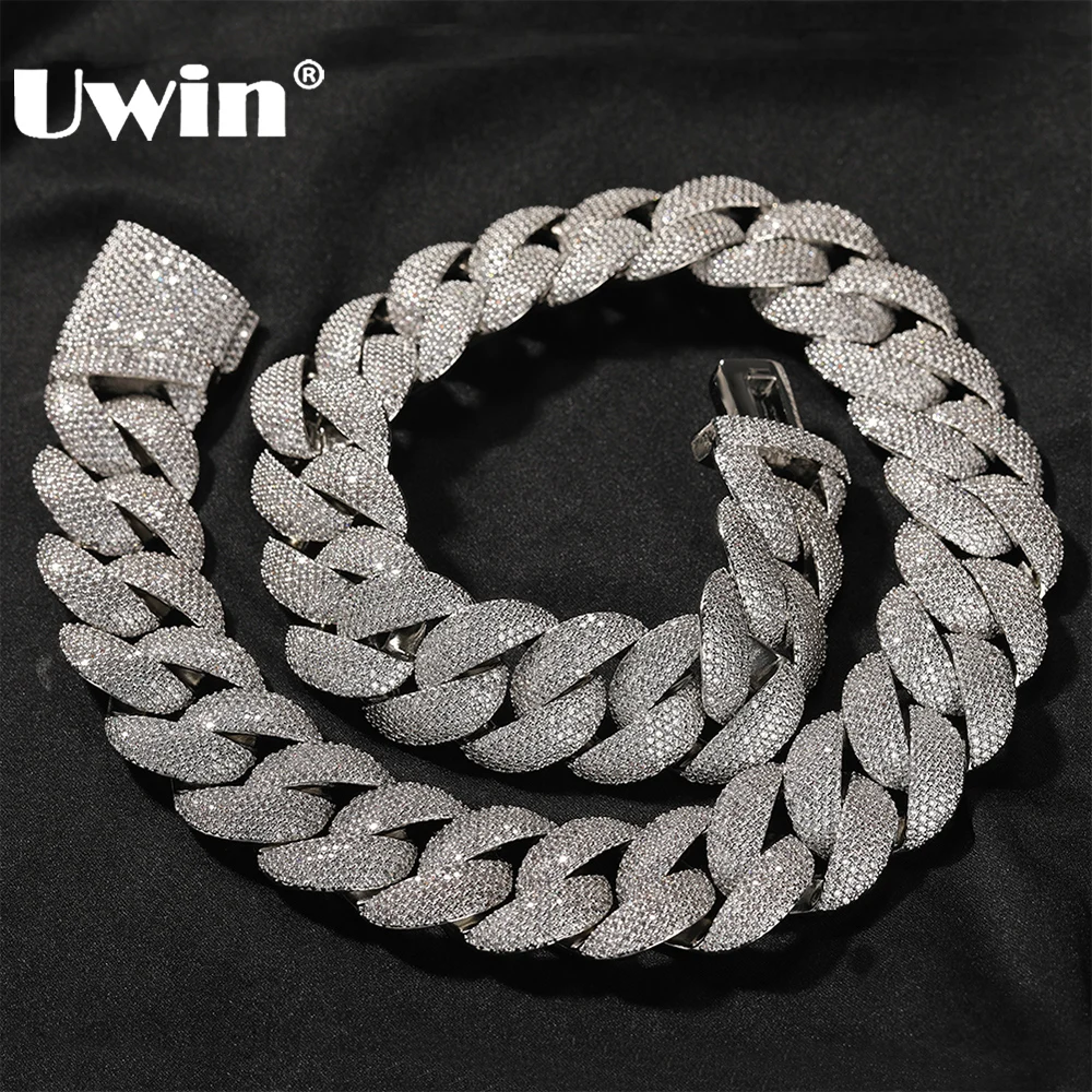 UWIN 24 mm schwere Miami Cuban Link Chain Halsketten für Männer Iced Out CZ Steine Bling Armbänder Hip Hop Schmuck als Geschenk