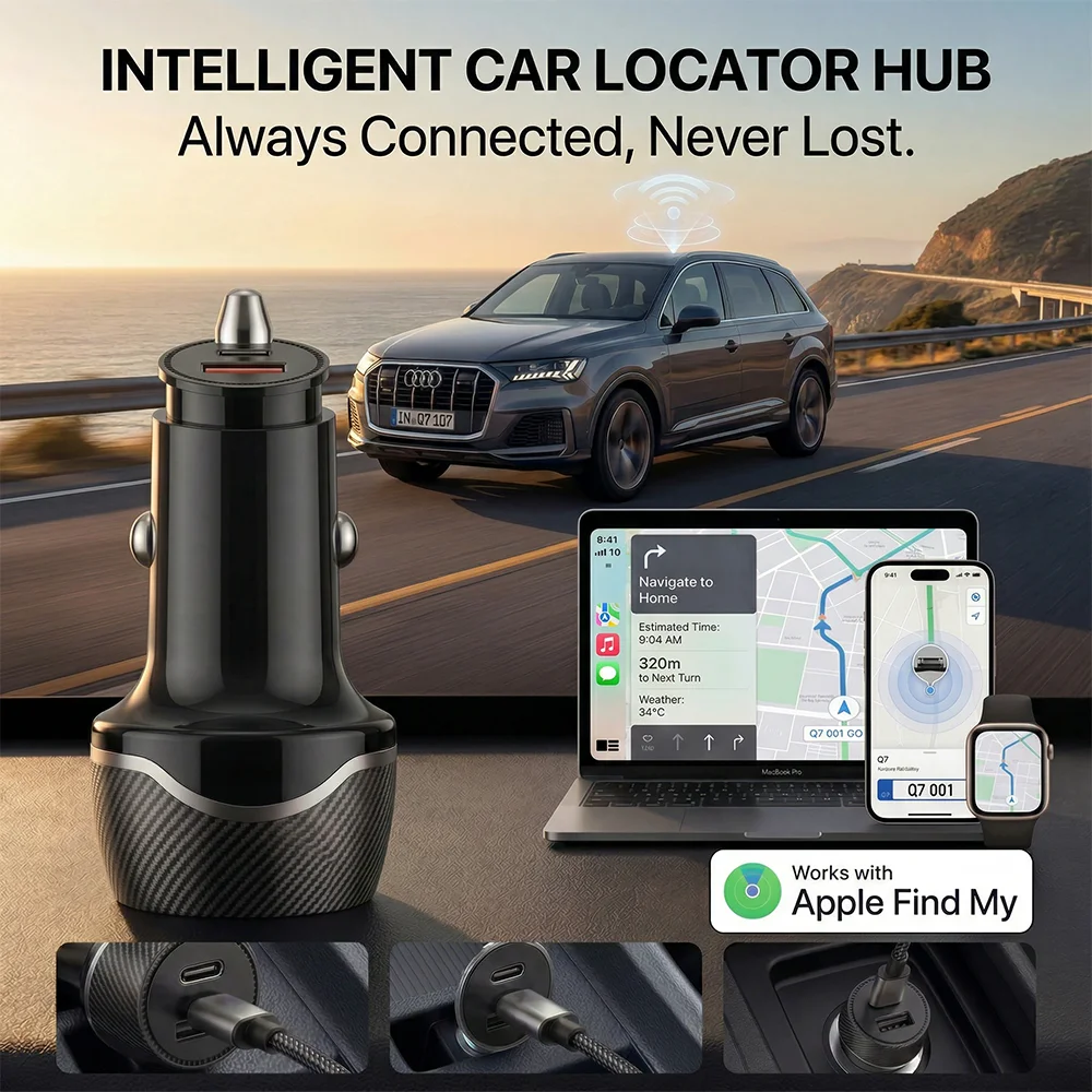 Auto-Ladegerät GPS-Ortungsgerät USB-Telefonladegerät Schnellladung Typ C Mit iPhone Find My IOS Offizielle App Anti-Verlust-Tracker Image