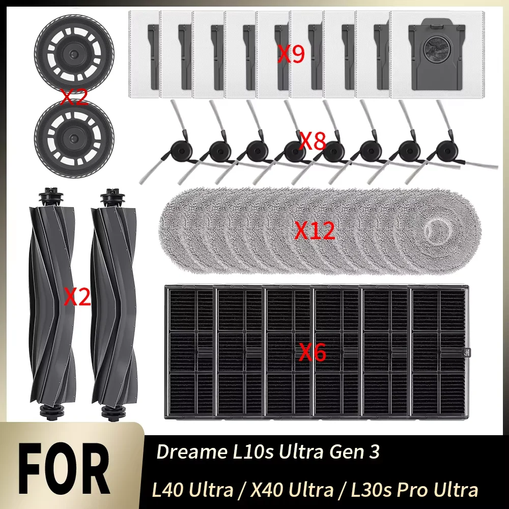 Hauptbürste, Filter, Wischtücher, Staubbeutel für Dreame L10s Ultra Gen 3 /L40 Ultra /X40 Ultra/L30s Pro Ultra Heat Staubsauger Ersatzteile Image