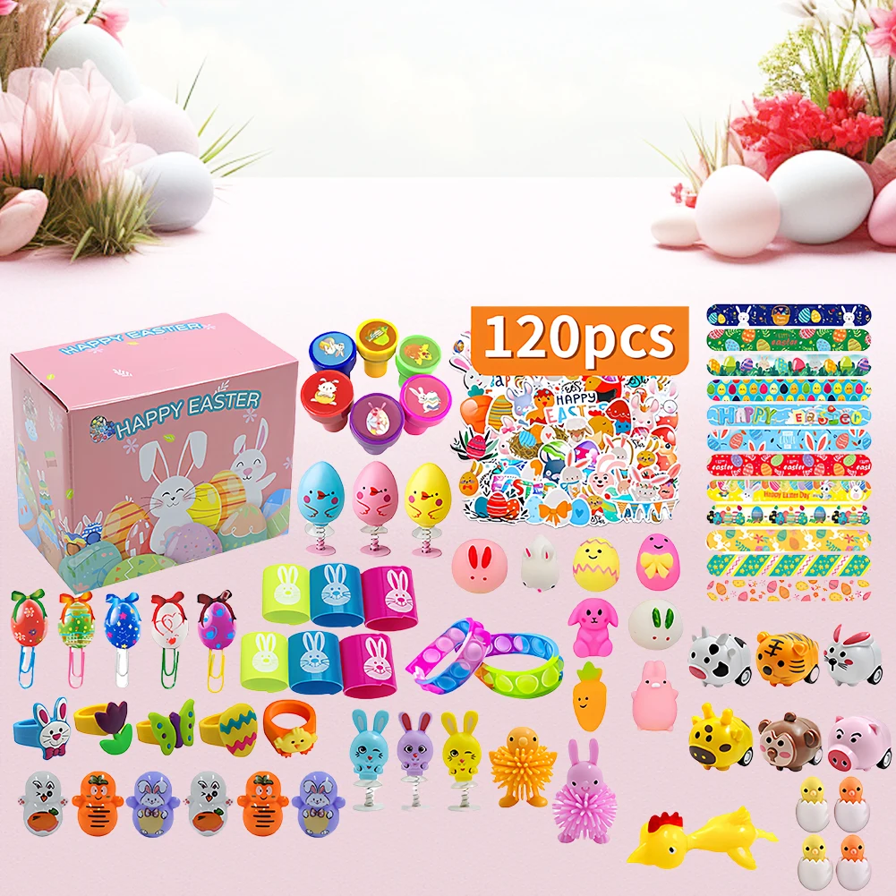 100/120 Stück Vorgefüllte Ostereier im Korb mit Mini-Überraschungspuppen, Themenparty-Geschenk für Kinder, Jungen & Mädchen, Oster-Überraschungsparty-Geschenke Image