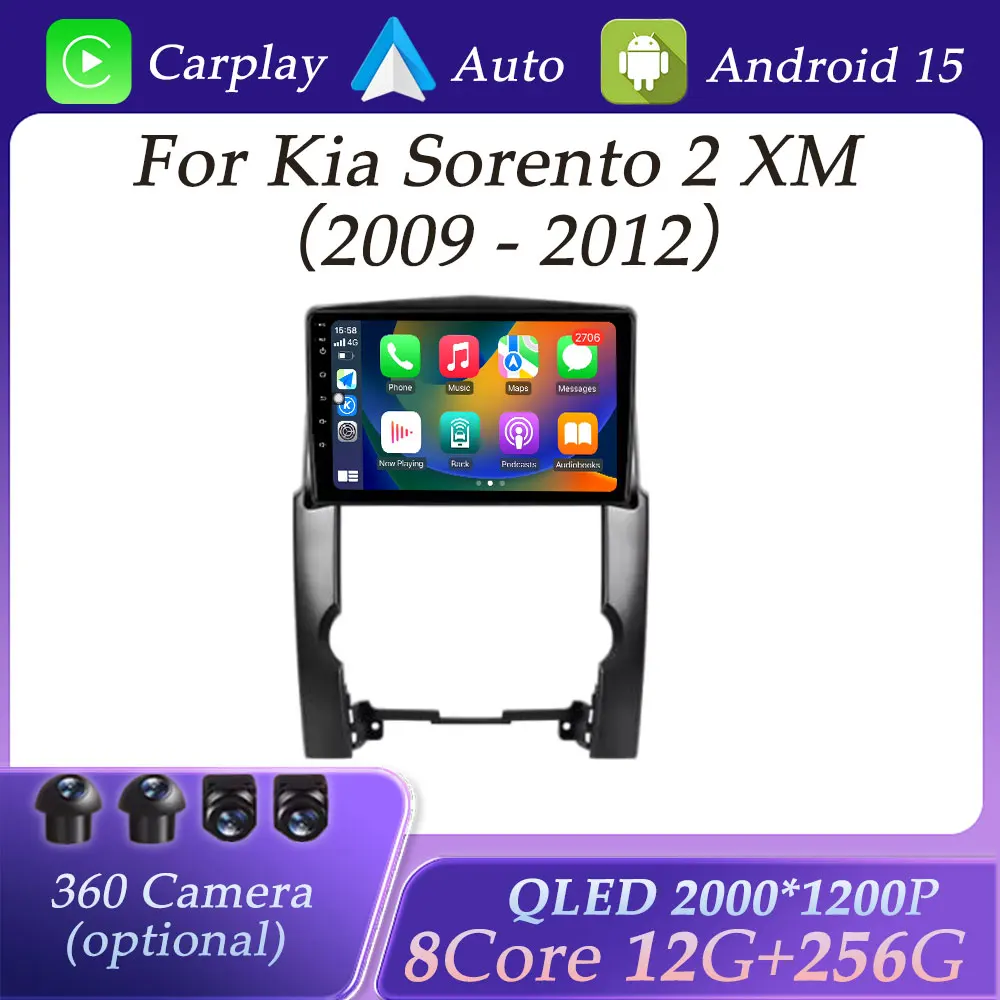 Drahtloses Carplay für Kia Sorento 2 XM 2009–2012 Autoradio Video Audio Multimedia Player GPS Navigation DSP Stereo Bluetooth Image