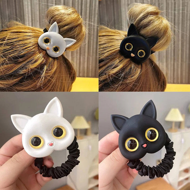 2023 neue Frauen Nette Katze Gummibänder Elastische Haar Bands Koreanische Headwear Kinder Für Mädchen Schöne Haar Zubehör Ornamente Image
