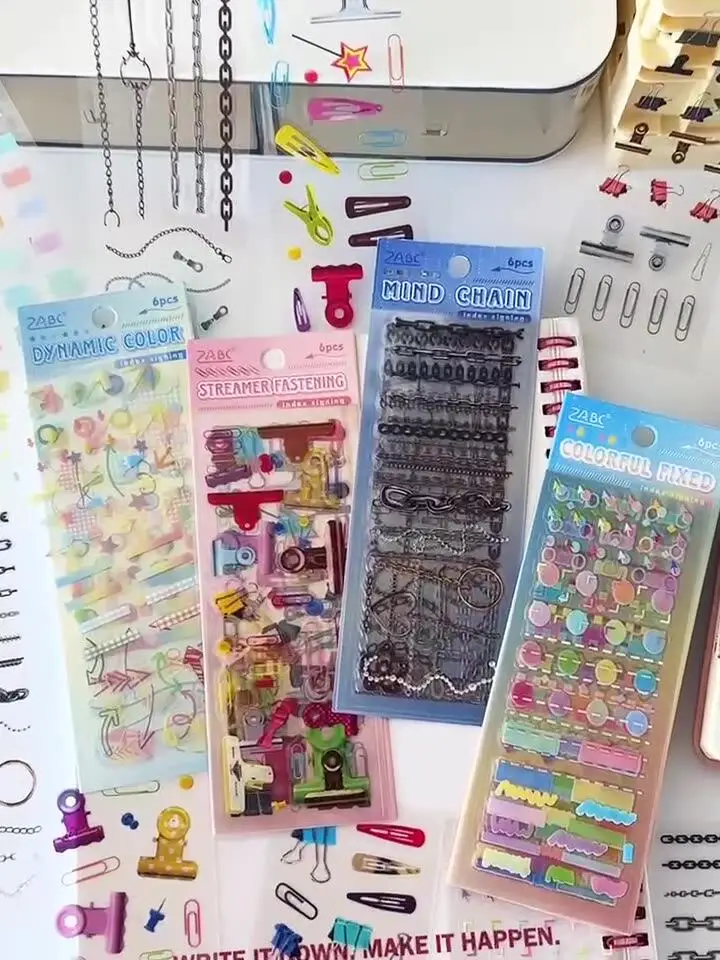 6 Stück Cartoon-Index-Tab-Aufkleber, niedliche Etiketten-Dekor-Aufkleber für DIY-Scrapbook, Tagebuch, Album, Bastelbedarf Image