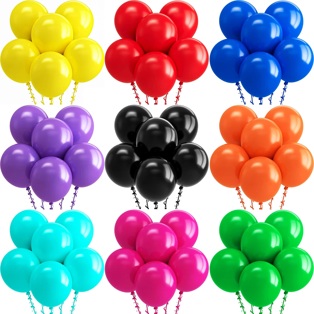 10/12/18 Zoll Gelbe Latexballons Rot Blau Lila Regenbogen Latexballons Baby Geburtstag Brautparty Hochzeitsdekorationen Image