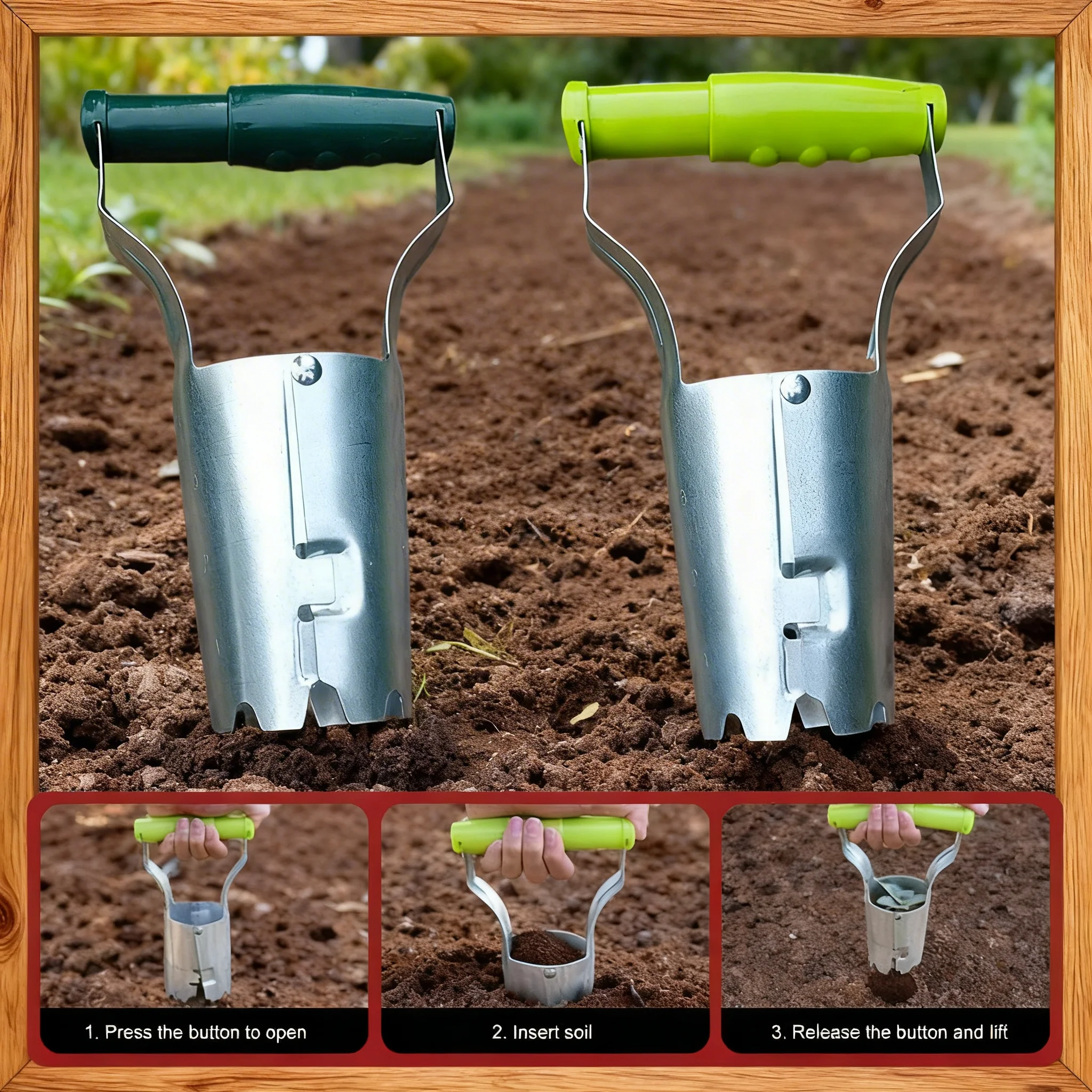 Multifunktionaler Sämling-Transplantierer Handgehaltener Rohrtyp-Gartenlochbohrer für Gemüse- und Blumenpflanzung Image