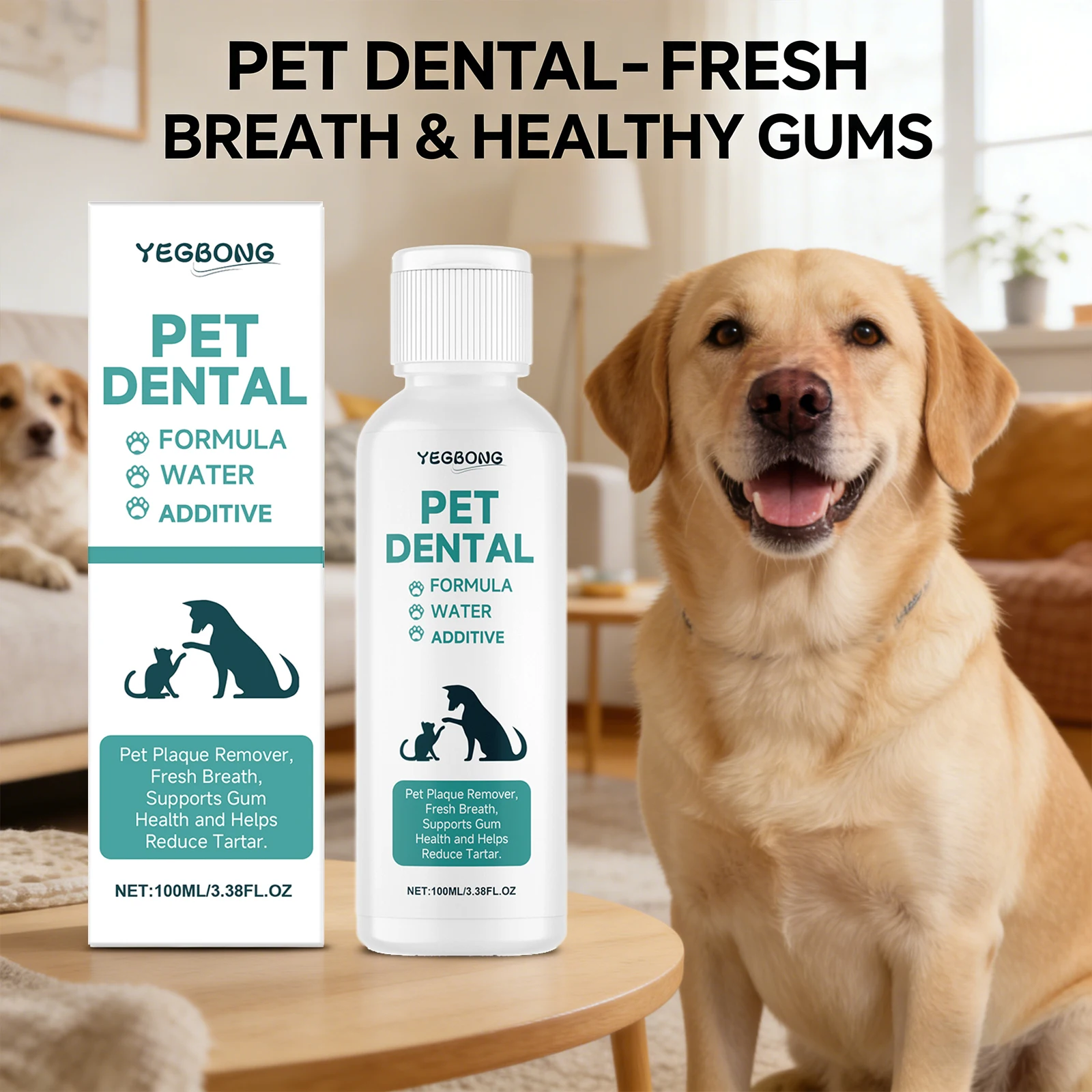 Mundwasser für Katzen zur Entfernung von Zahnbelag, Linderung von Mundbeschwerden, Reduzierung des Bakterienwachstums, Frischer Atem, Mundpflegelösung für Haustiere Image