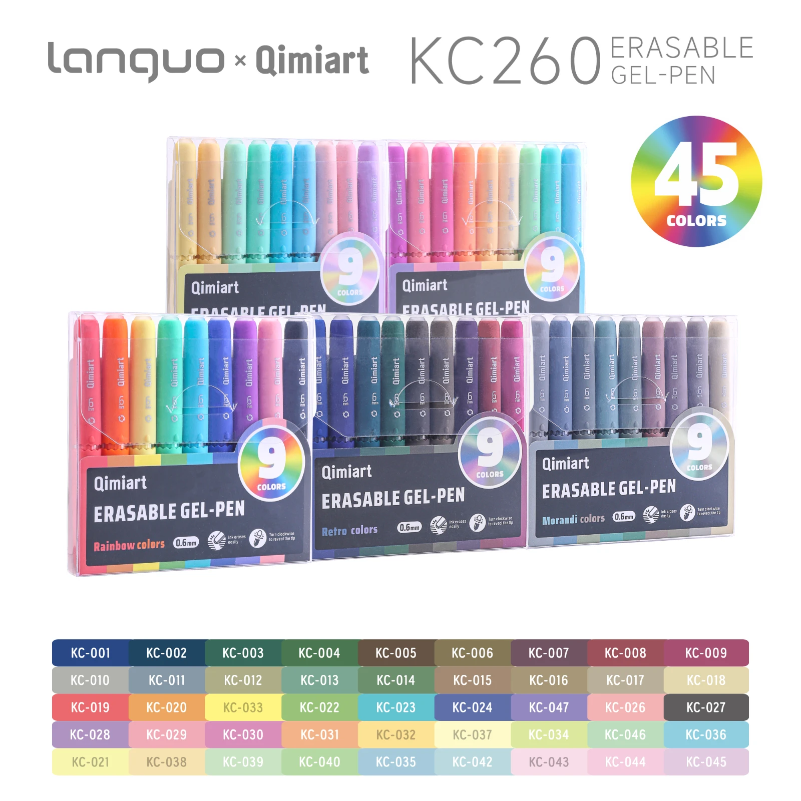 Bunter, radierbarer Gelstift 0. 6-mm-Stift mit Edelstahlspitze, gleichmäßiger Tintenfluss, radierbare Tinte, integrierte radierbare Spitze, praktisch für Korrekturen, kompakt und exquisit, mit satten Image