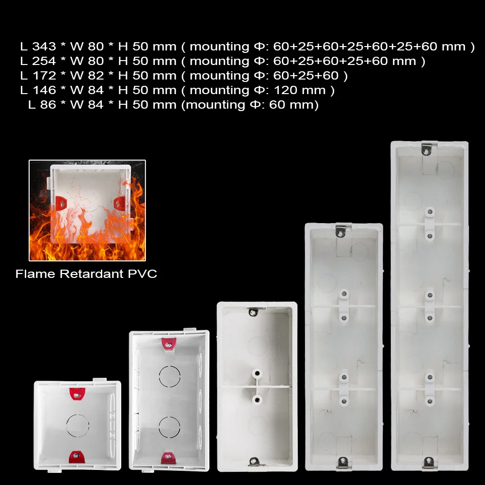 In der Wand untere Anschlussdose für Steckdose USB Multi Frame, Triple Dark Box Quad Back Box, Switch Box Flammhemmendes PVC Weiß Image