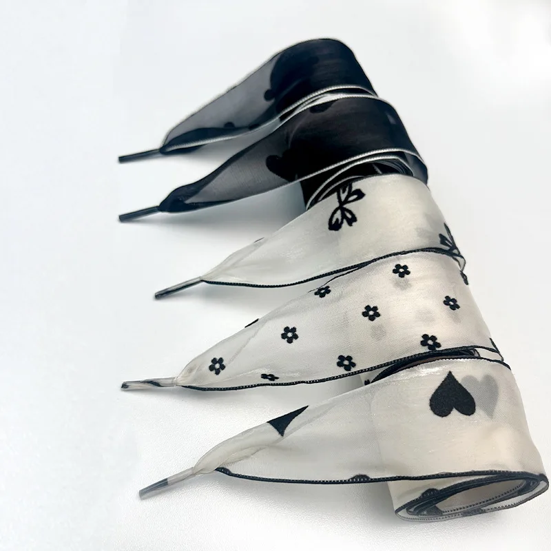 Prinzessin Flache Seide Schnürsenkel Mode Liebe Blume Polka Dot Garn Schnürsenkel Turnschuhe Seil Schnürsenkel Schuh Zubehör 80/100/120/140CM
