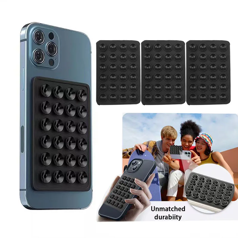 Multifunktionaler Handy-Silikon-Saugnapf, 24 quadratische, einseitige Handyhülle, rutschfester Halter, Saughalterung Image