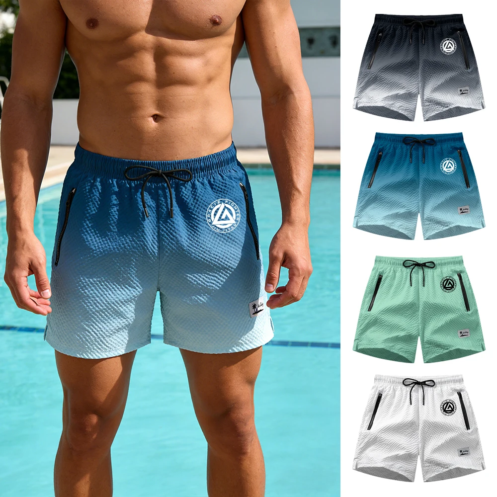 Lässige bedruckte Badehose für Herren zum Schwimmen am Strand, Surfen, Strandbekleidung, Sommer, Outdoor, Fitness-Training, mit Reißverschlusstaschen Image