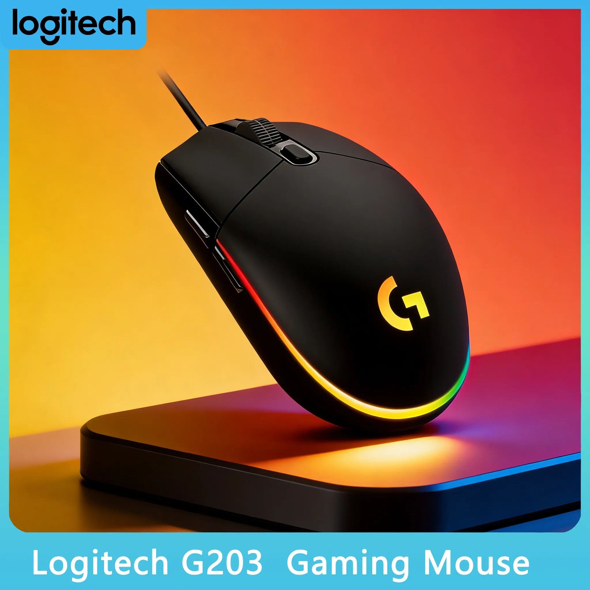 Logitech G203 LIGHTSYNC Kabelgebundene Gaming-Maus, 8.000 DPI Sensor, 6 Programmierbare Tasten, RGB-Beleuchtung, PC/Mac-Kompatibel Image