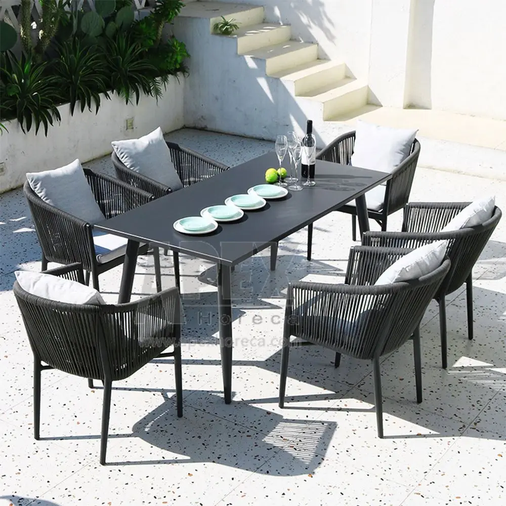 Outdoor Cafe Table Chair Outdoor Garden Metal Leisure Restaurant Aluminum Dining Table and Chairs Sets