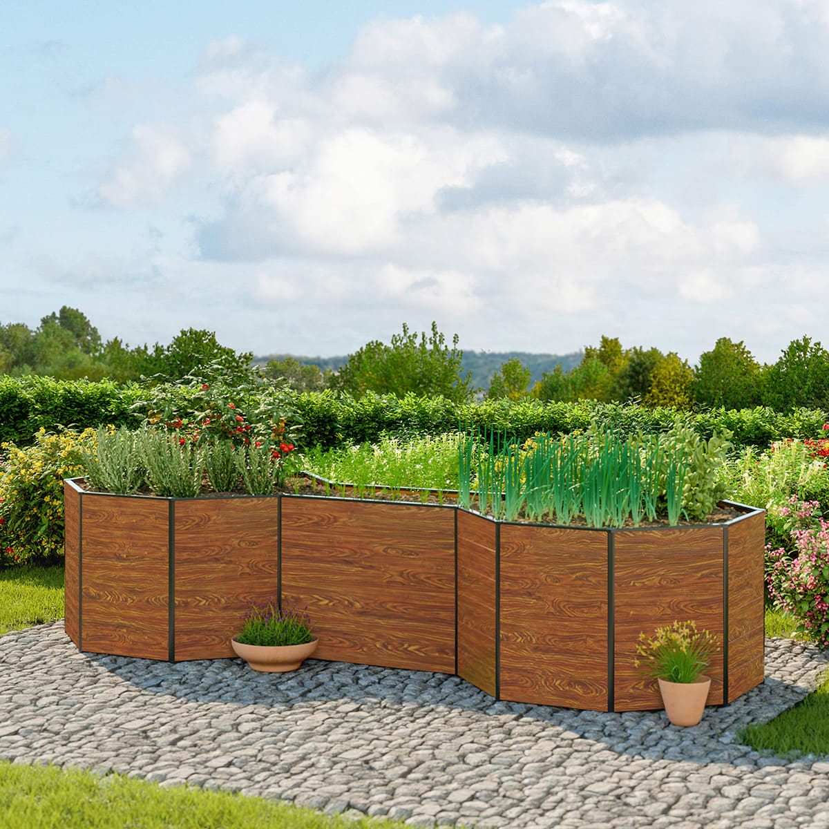 455 x 181 x 77 cm Hochbeet, Holzoptik - (GFPV00590) Image