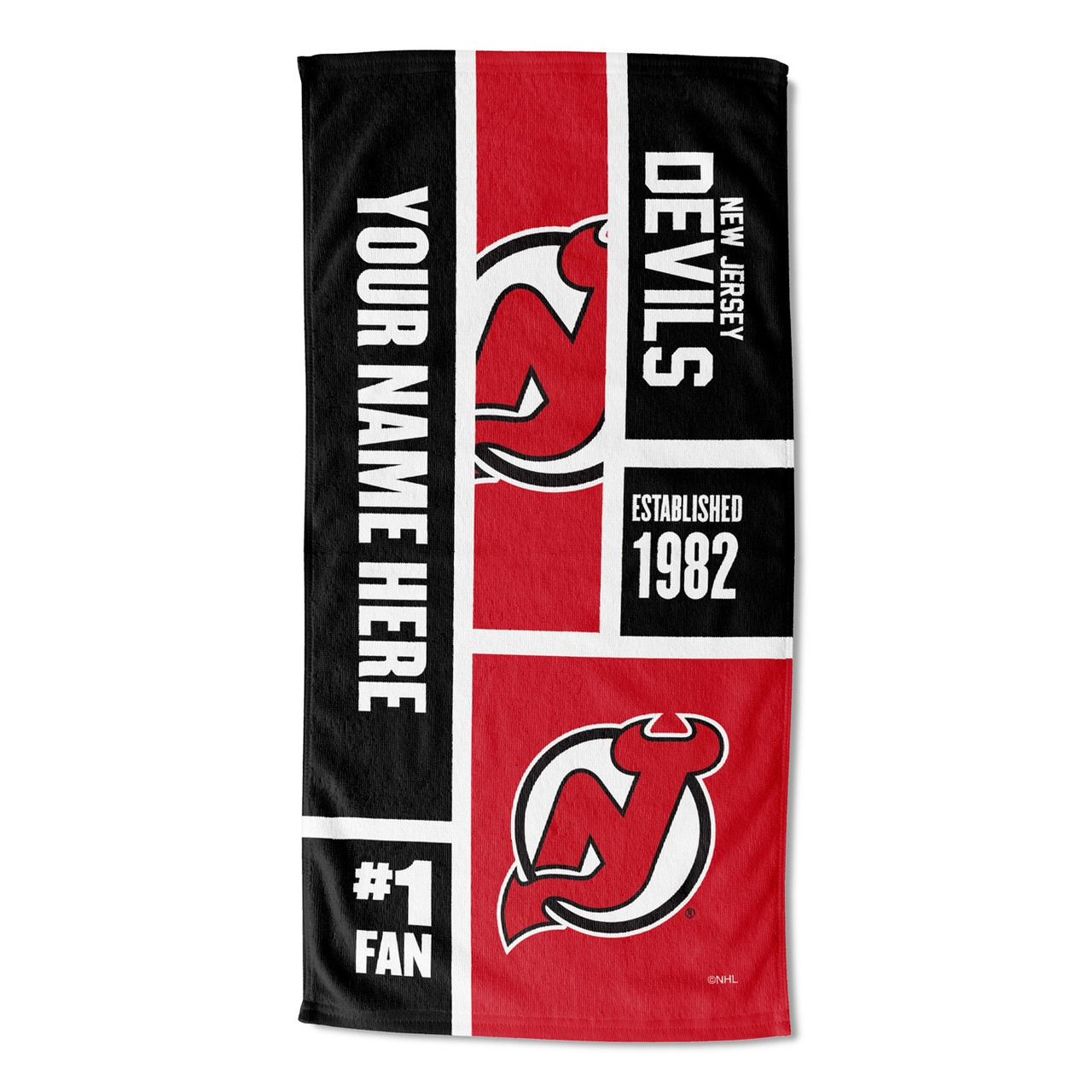 New Jersey Devils Personalized Colorblock Beach Towel