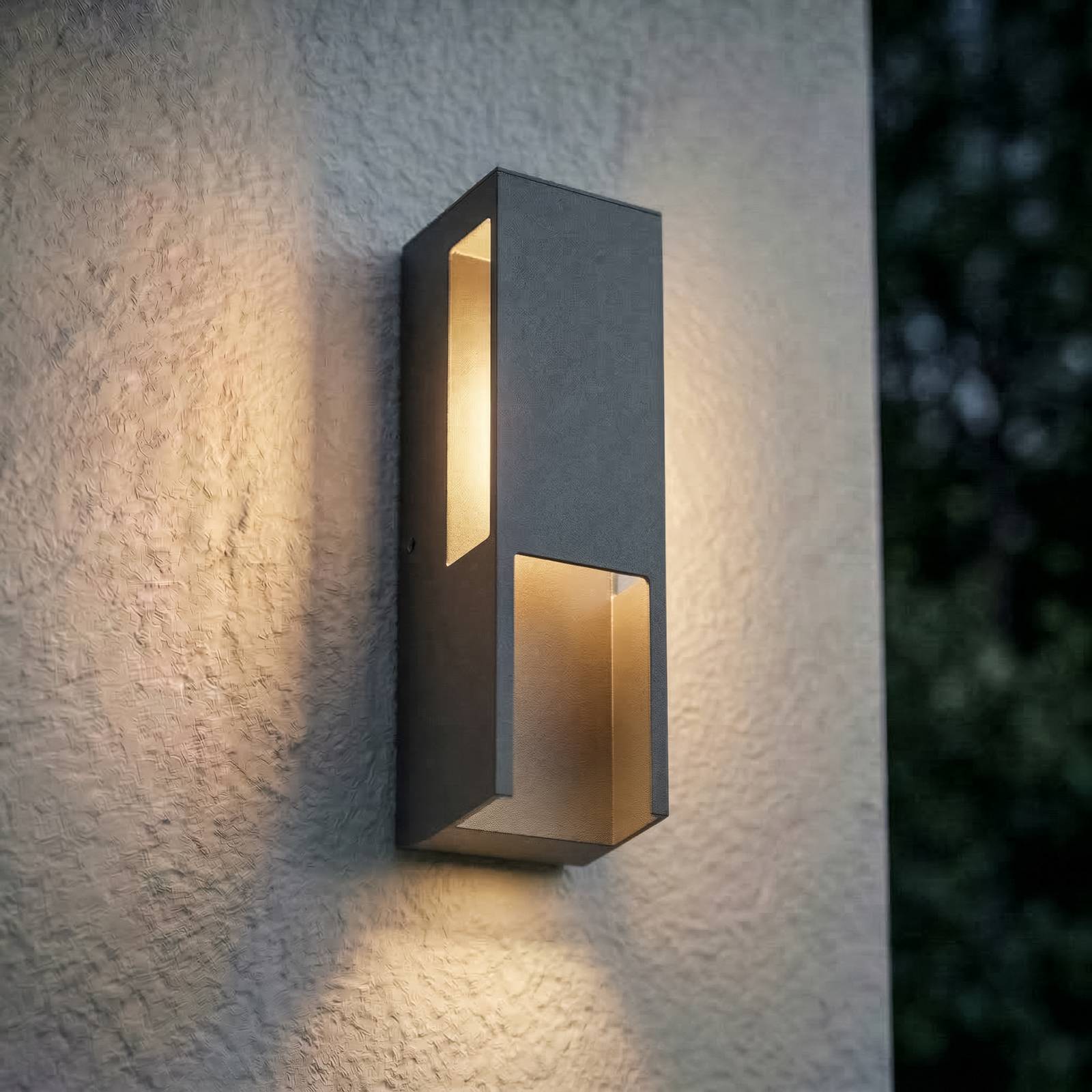 LED Outdoor Wall Light Enyra Lindby, Black, Aluminium, Modern, Outdoor Wall Light