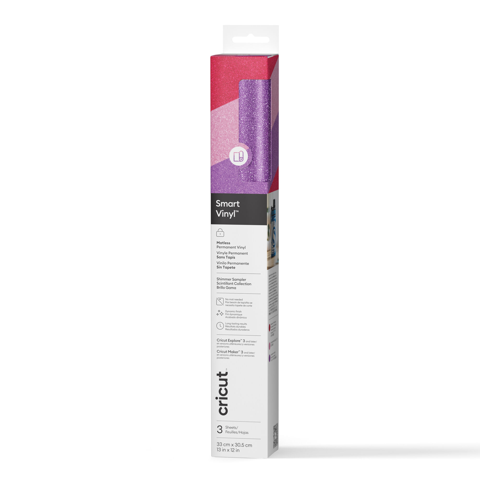 Cricut Smart Vinyl Shimmer Matless Permanent Vinyl | Sampler | 13 in x 12 in | 3 Count