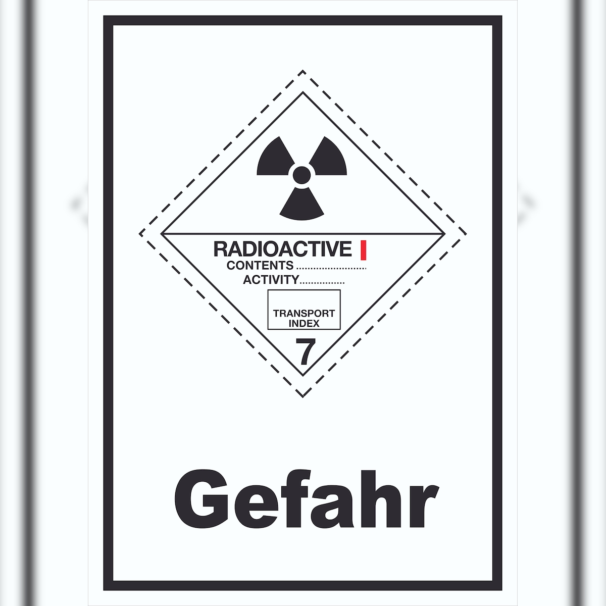 HB-Druck Schild radioaktive Stoffe Gefahr Radioactive I-WEISS hochkant A0 Rückseite selbstklebend Image