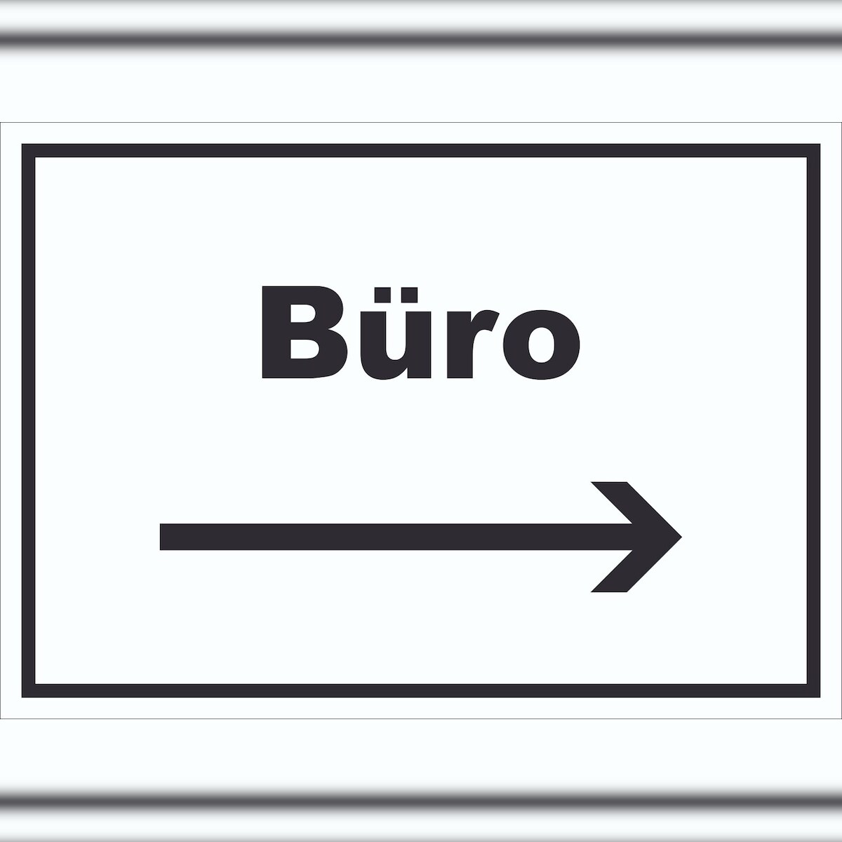 HB-Druck Büro Schild mit Text und Richtungspfeil rechts Office Bureau waagerecht A4 Rückseite selbstklebend Image
