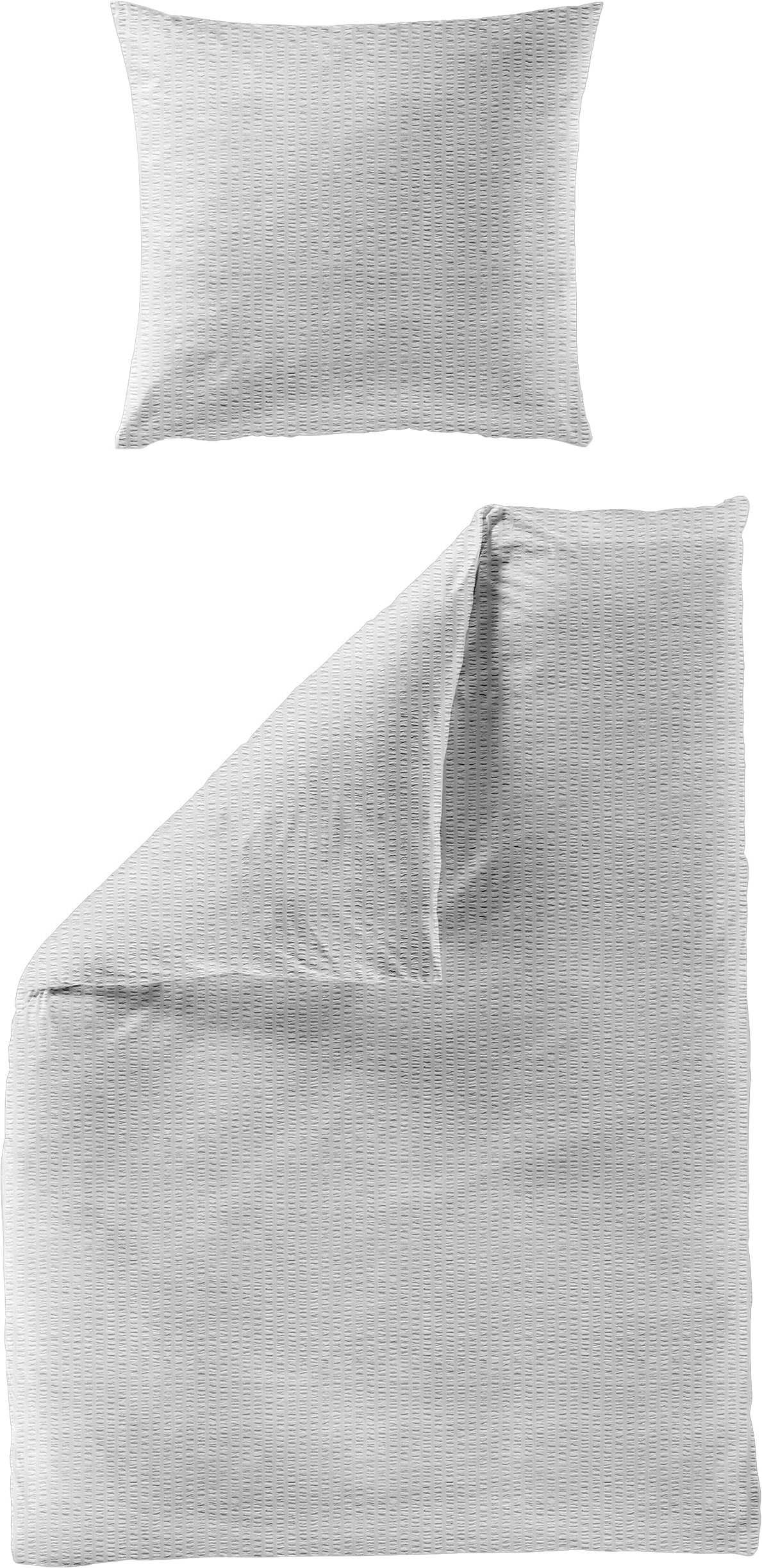Bettwäsche BIERBAUM "Chic Uni", silberfarben, B/L: 135cm x 200cm, 1 Stk., 1 Stk., Seersucker, B/L: 40cm x 80cm, 2, Seersucker, Obermaterial: 100% Baumwolle, Bettwäsche, Bettwäsche, Schickes Unidesign: Modern und elegant für jedes Schlafzimmer Image
