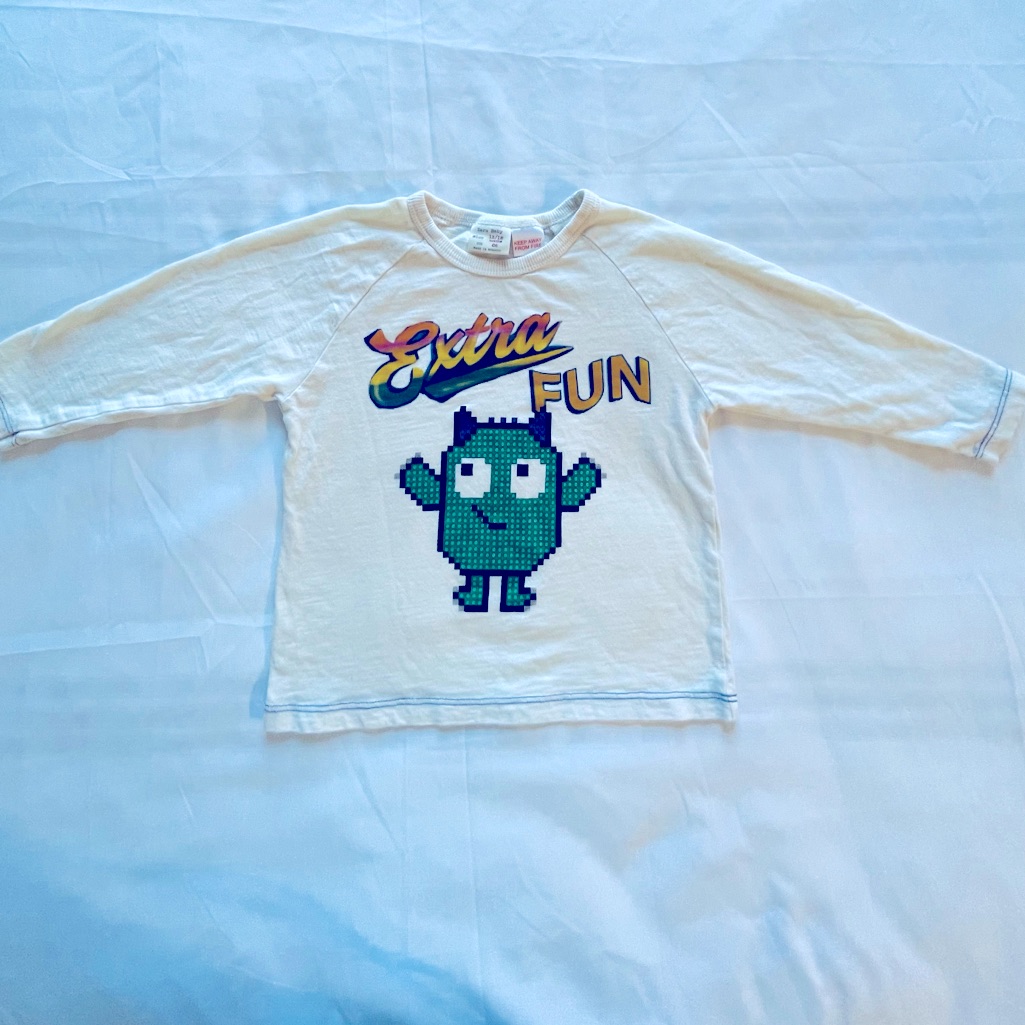 Zara Shirts & Tops | Kids Toddler Zara Graphic Long Sleeve Tee In Good Condition Size 12-18 Months | Color: Cream | Size: 12-18mb