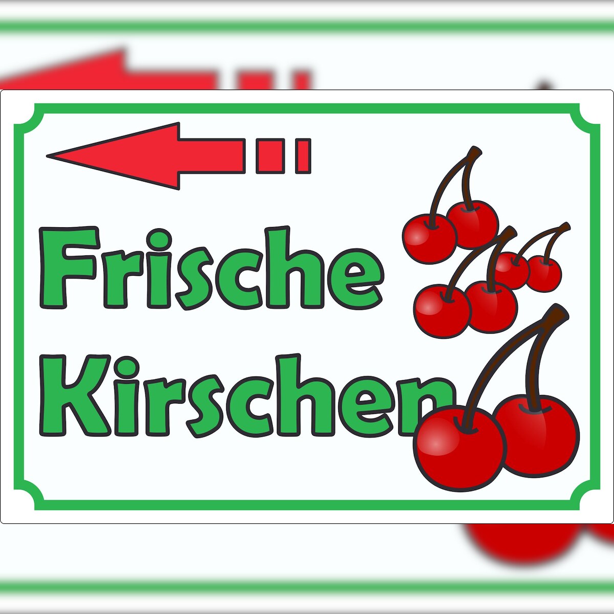 HB-Druck Werbeaufkleber Aufkleber Frische Kirschen mit Pfeil nach links A8 (52x74mm) Image