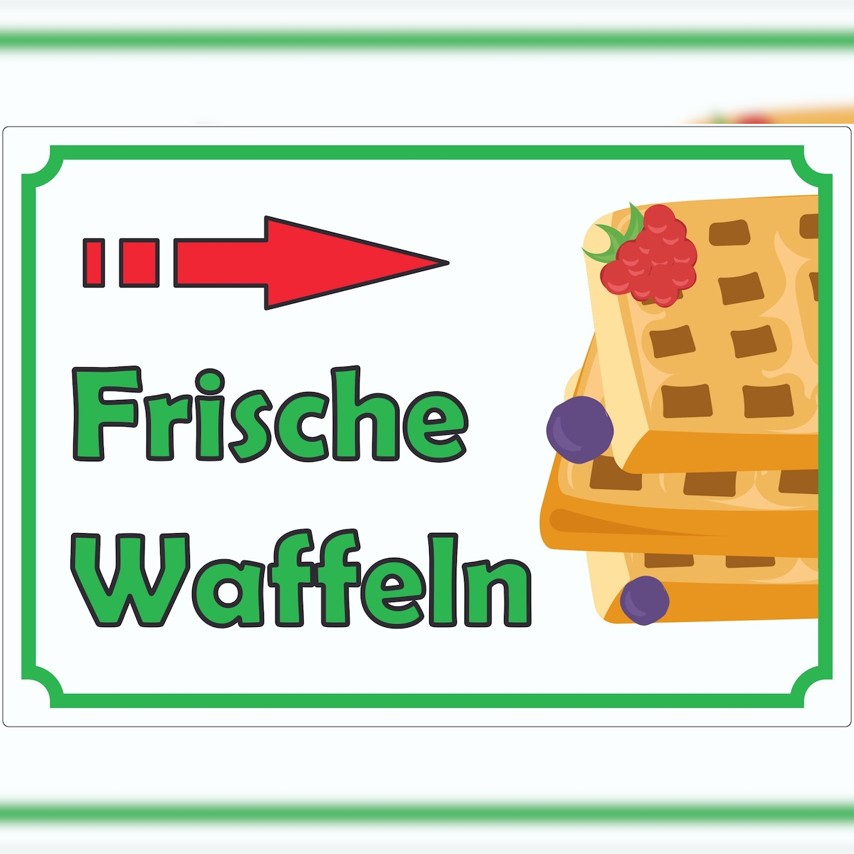 HB-Druck Frische Waffeln Aufkleber mit Pfeil rechts A5 (148x210mm) Image