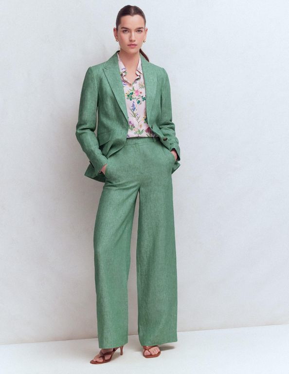 Belgravia Linen Trousers - Green - Boden Pants