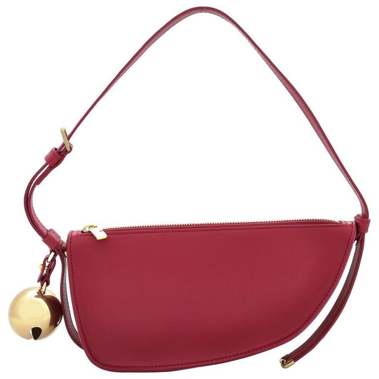 Mini Shield Sling Bell Charm Leather Shoulder Bag - Pink - Burberry Shoulder Bags