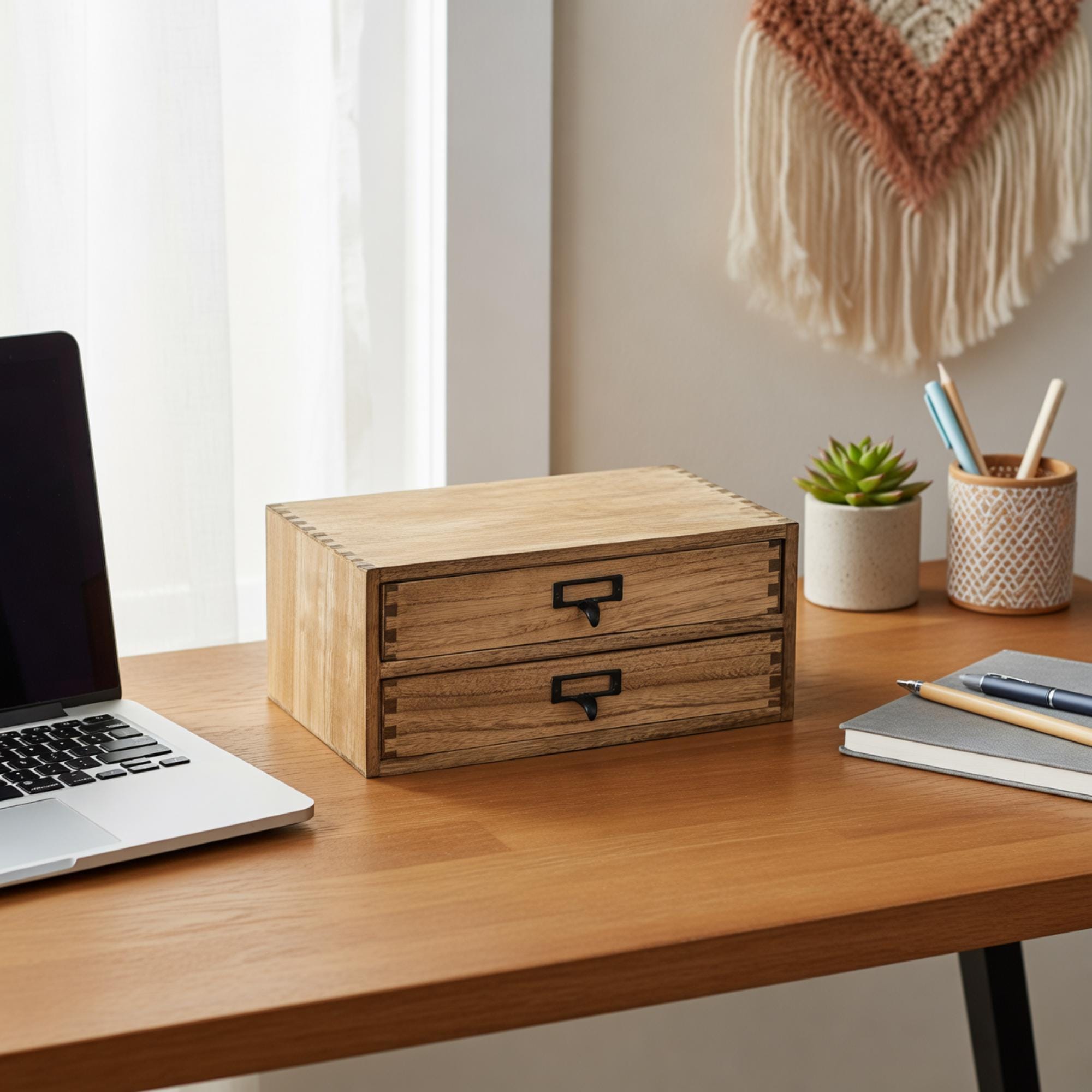 Organizzatore da scrivania in legno con cassetti / Organizzatore da ufficio / Scatola portaoggetti Kirigen / Organizzatore da scrivania / Contenitore