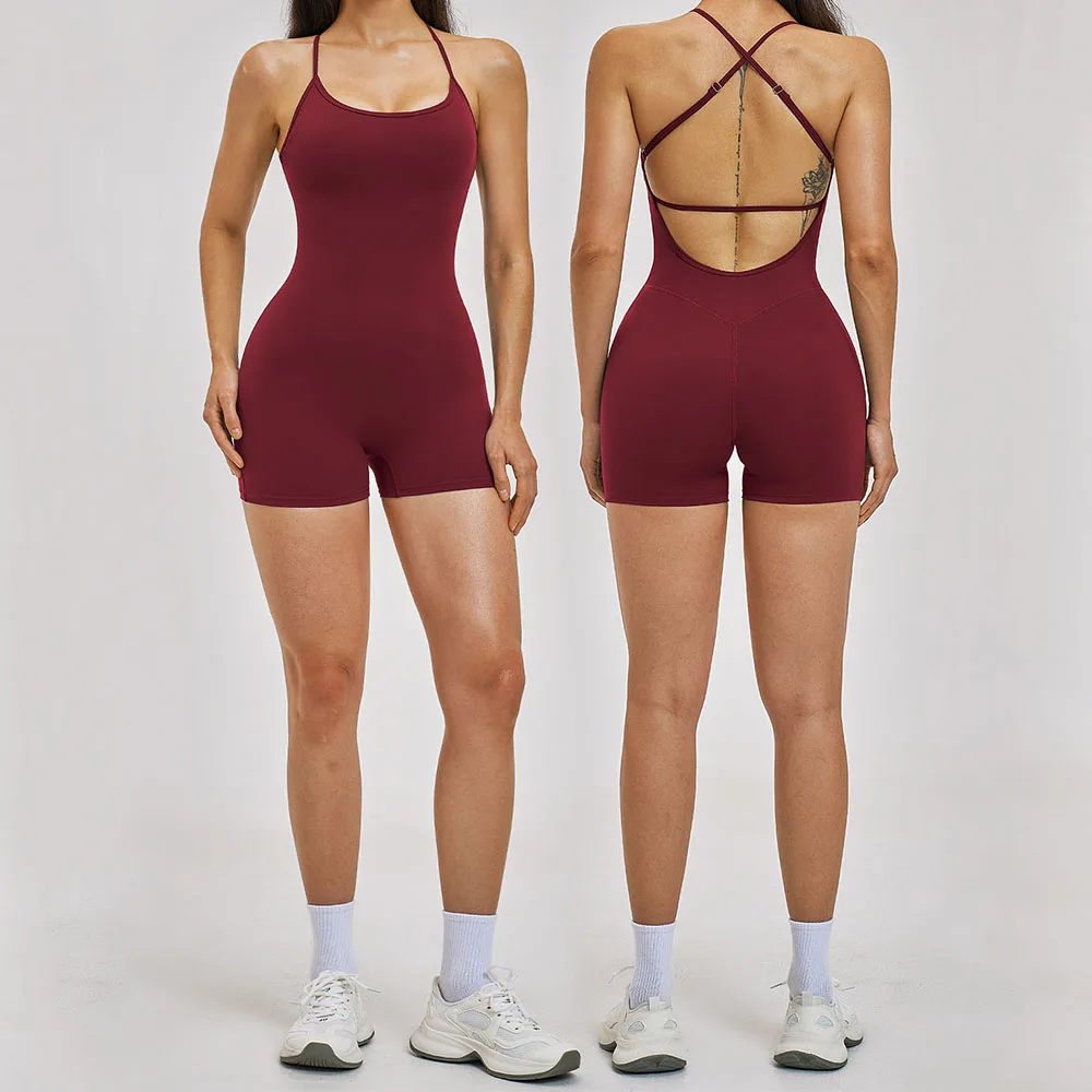 Combinaisons de yoga pour femmes, vêtements de sport, magnifique combinaison de yoga une pièce avec soutien-gorge intégré, tenue de fitness et d'entraînement, vêtements de sport athlétiques