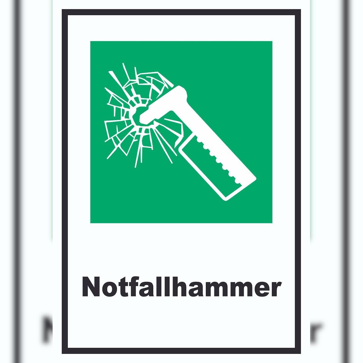 HB-Druck Notfallhammer A6 Rückseite selbstklebend Schild Image
