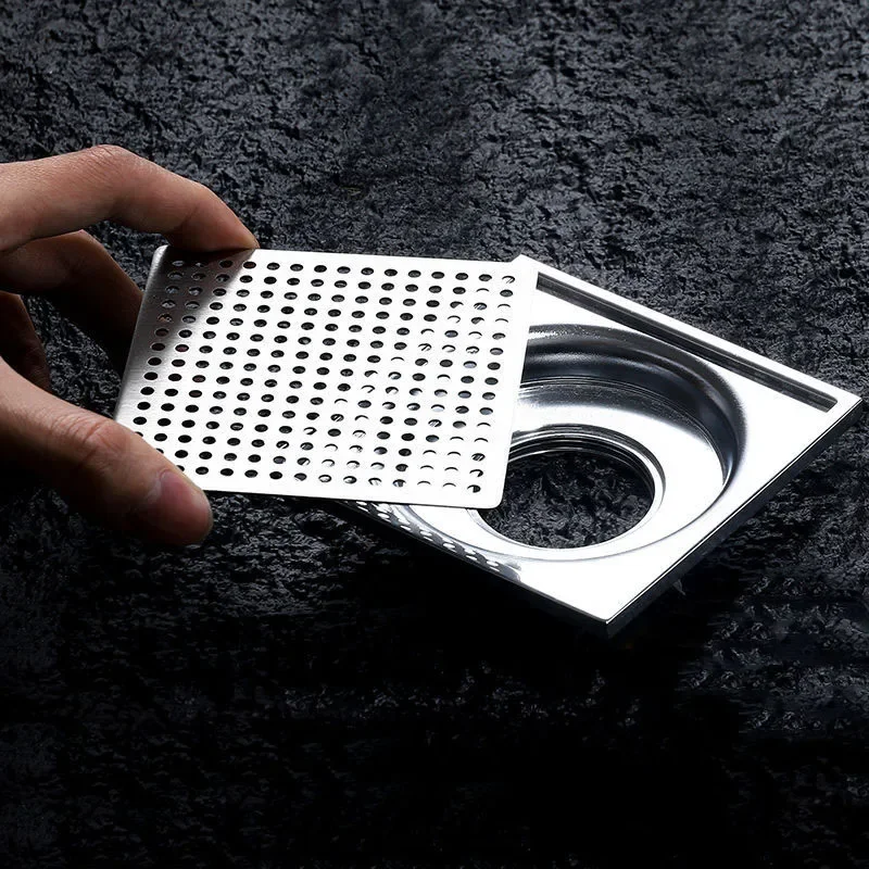 Trou de vidange carré en acier inoxydable, collecteur de cheveux de douche, bouchon de filtre, couvercle de filet de vidange de sol, pièces de quincaillerie de cuisine et de salle de bains