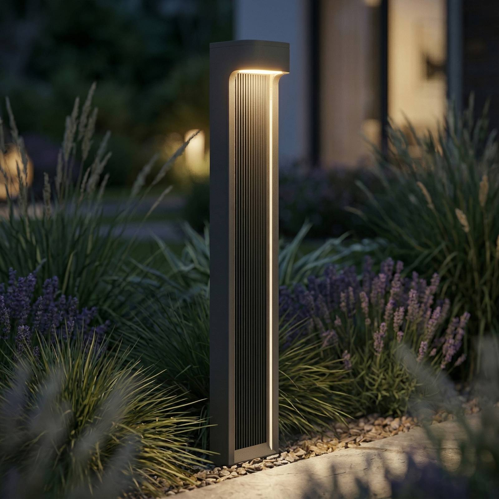 LED Pathway Light Meta Lucande, Alu / grey / zinc, metal, Design, Outdoor lights