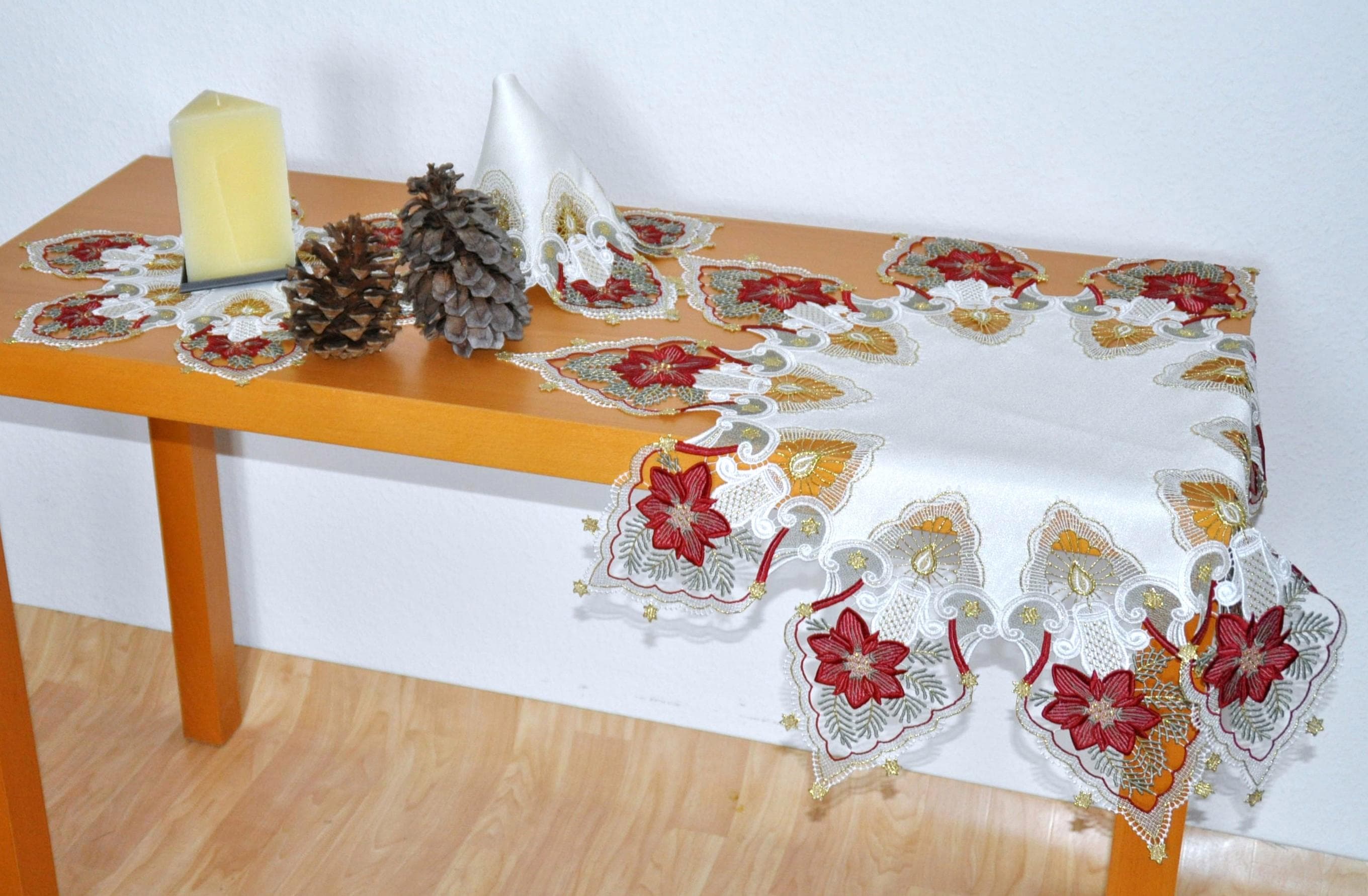 Tischdecke STICKEREIEN PLAUEN "Kerzenschein" Gr. 2, bunt, Ø:55cm, Polyester, Tischdecken, Tischdecke Image