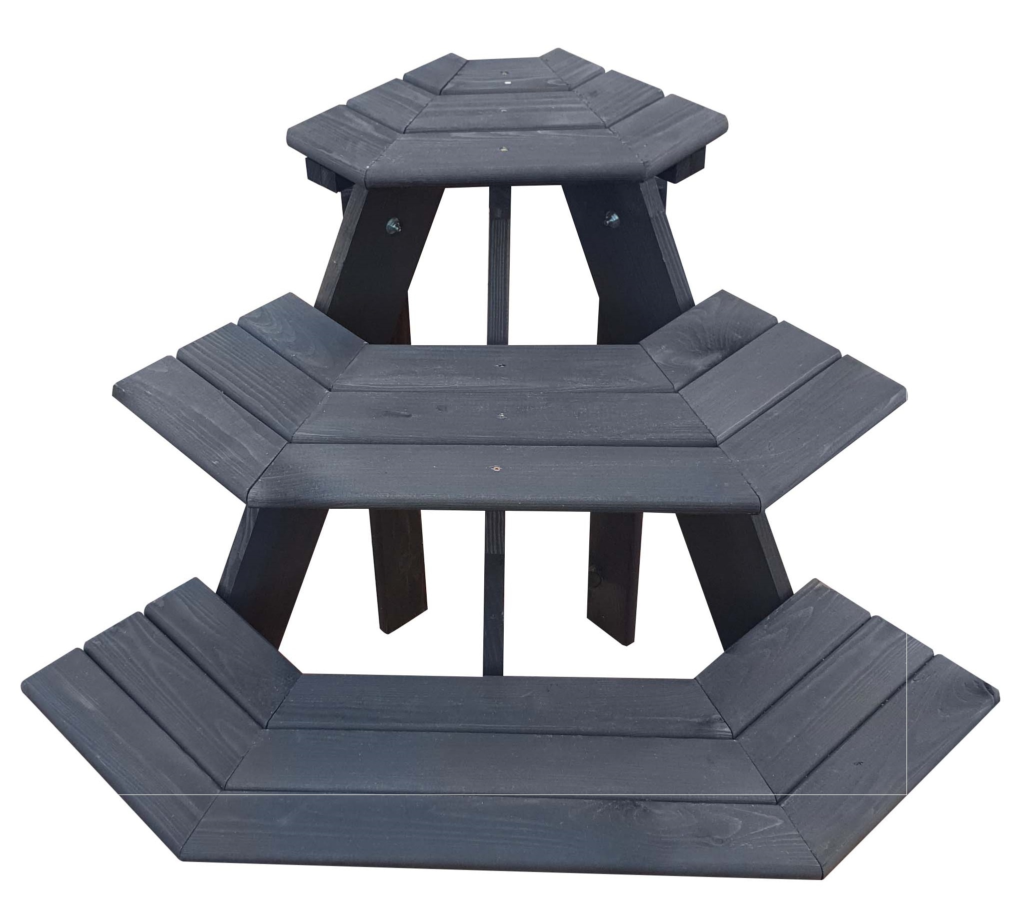 Blumenständer PROMADINO "Blummentreppe A_nja", grau (anthrazit), B:87cm H:62cm T:59cm, Holzwerkstoff, Pflanzgefäße, Eckelement, BxTxH: 87x59x62 cm Image