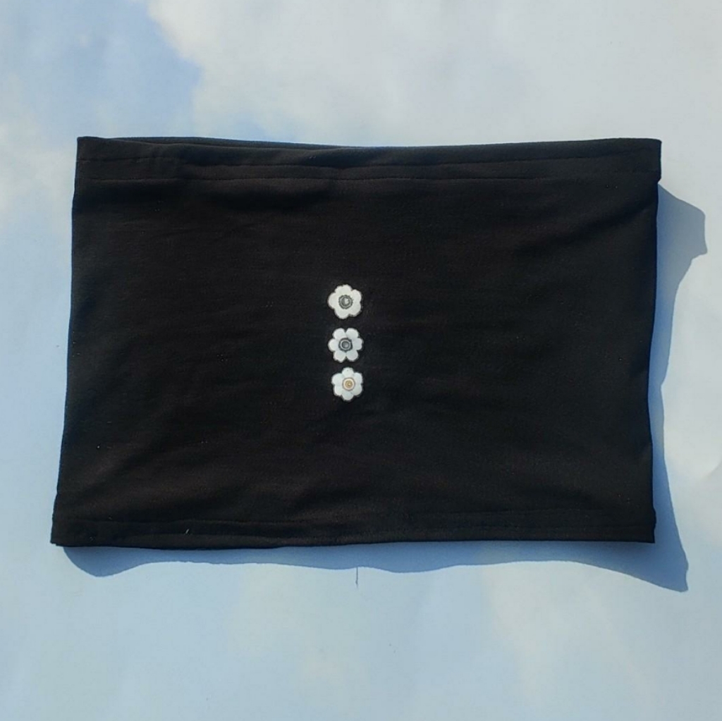 Brandy Melville Tops | Flower Print Tube Top Cute Flirty Tube Top Crop Top Cottagecore Top | Color: Black | Size: One Size Fits Most